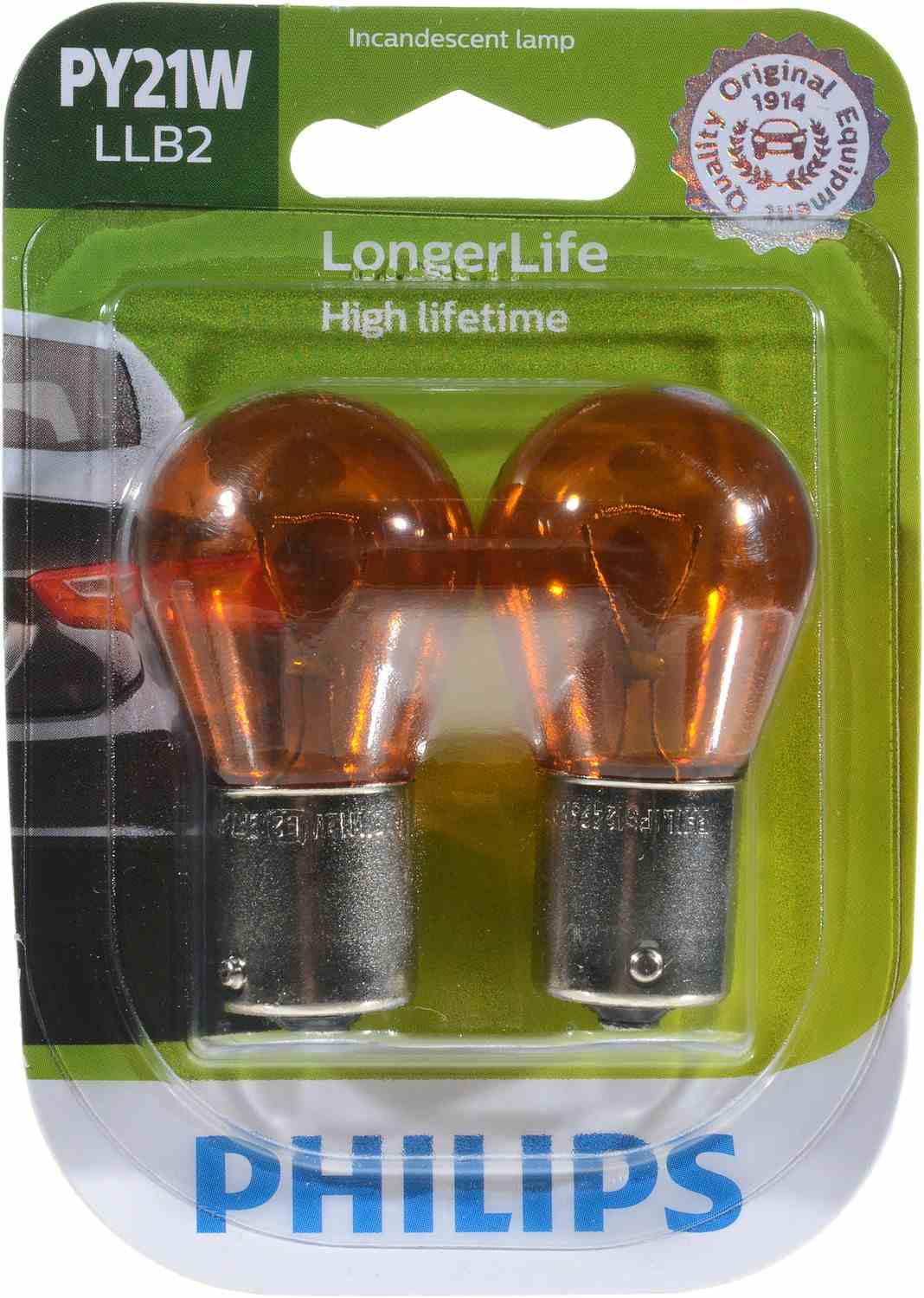 Philips Turn Signal Light Bulb  top view frsport PY21WLLB2
