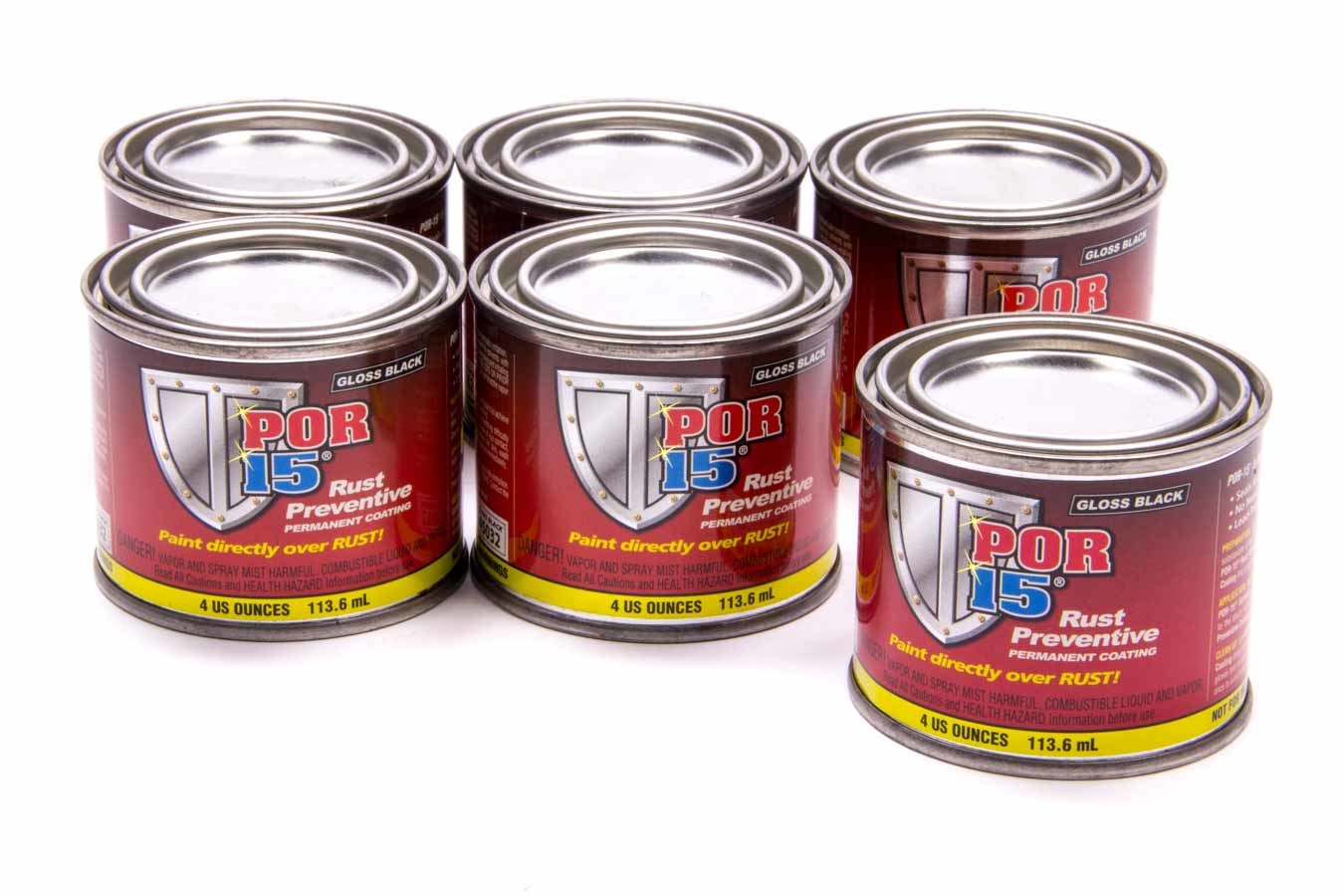 POR-15 POR-15 Paint Gloss Black Six Pack-4oz Cans POR45006