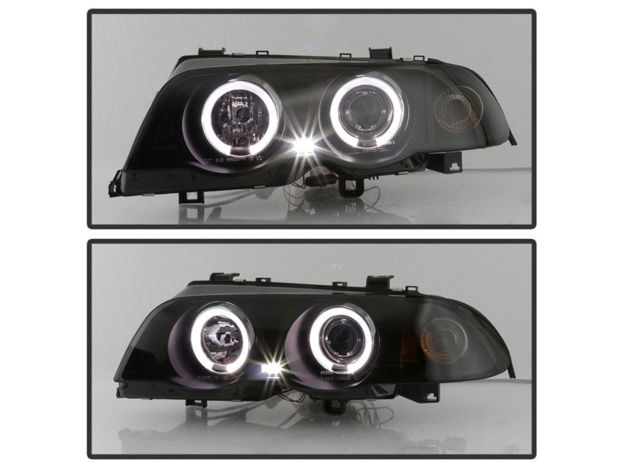 Spyder BMW E46 3-Series 99-01 4DR Projector Headlights 1PC - LED Halo - Amber