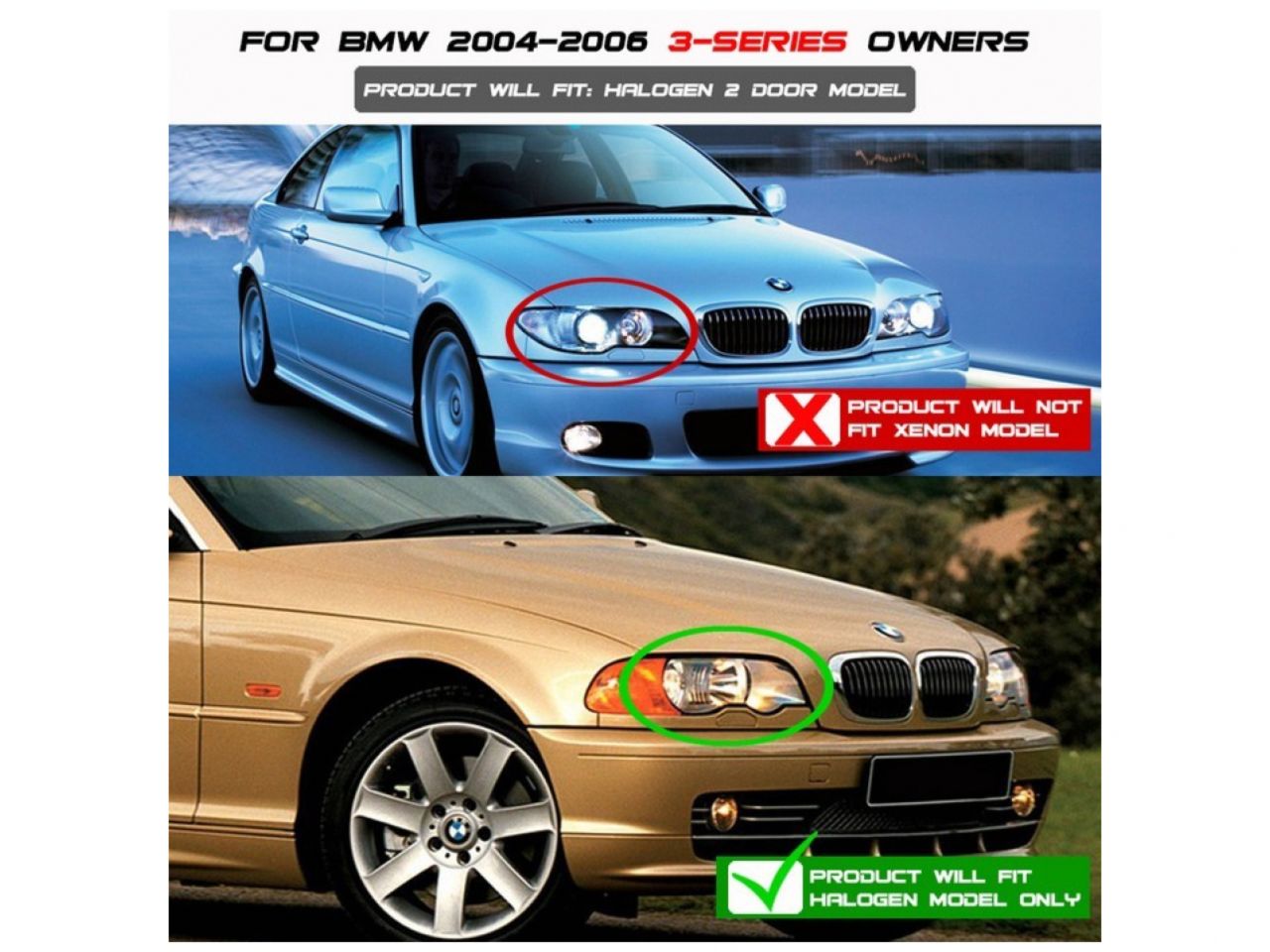 Spyder BMW E46 3-Series 04-06 2 DR Projector Headlight - Halogen Model Only