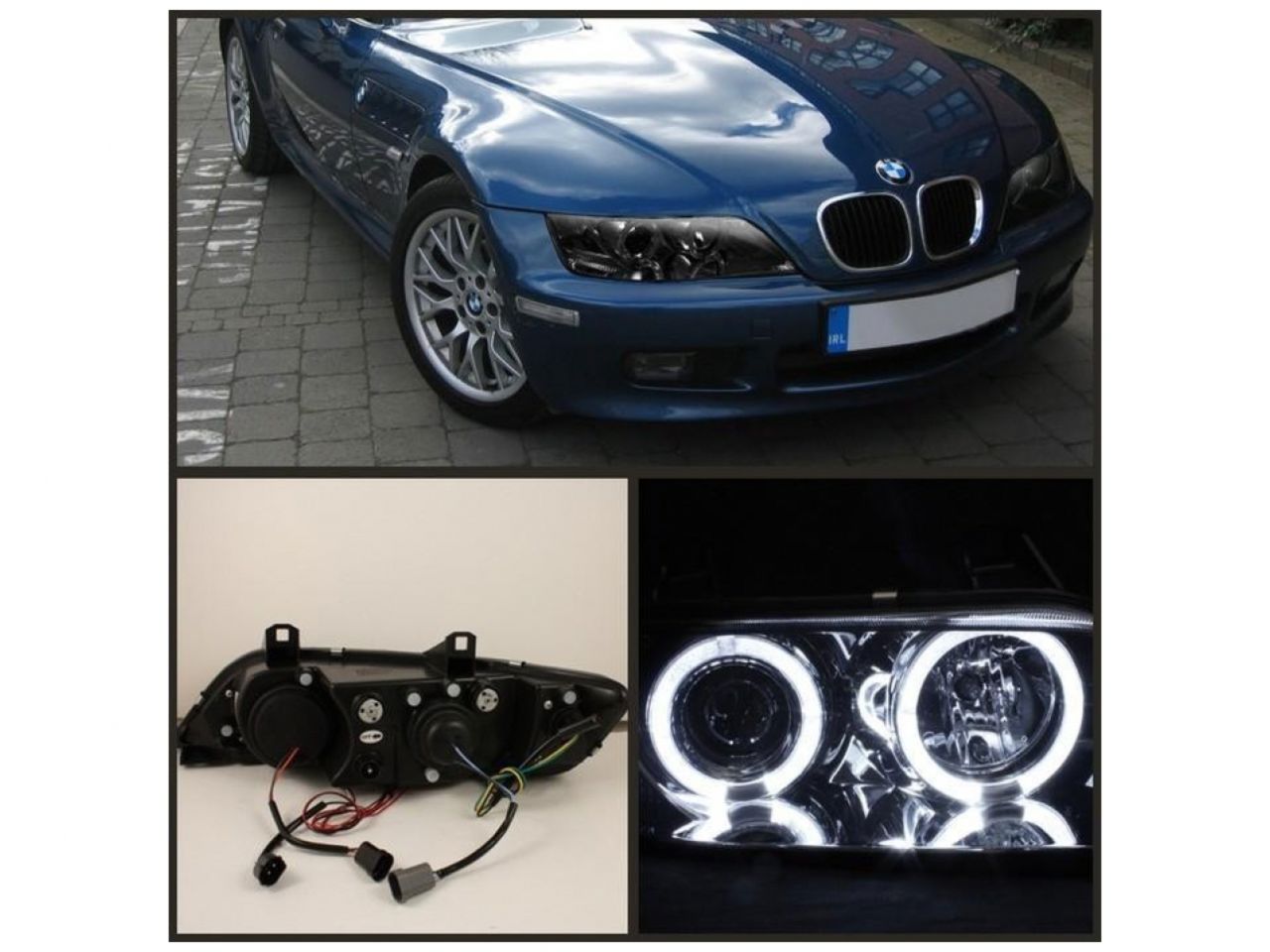 Spyder BMW Z3 96-02 Projector Headlights - LED Halo - Smoke