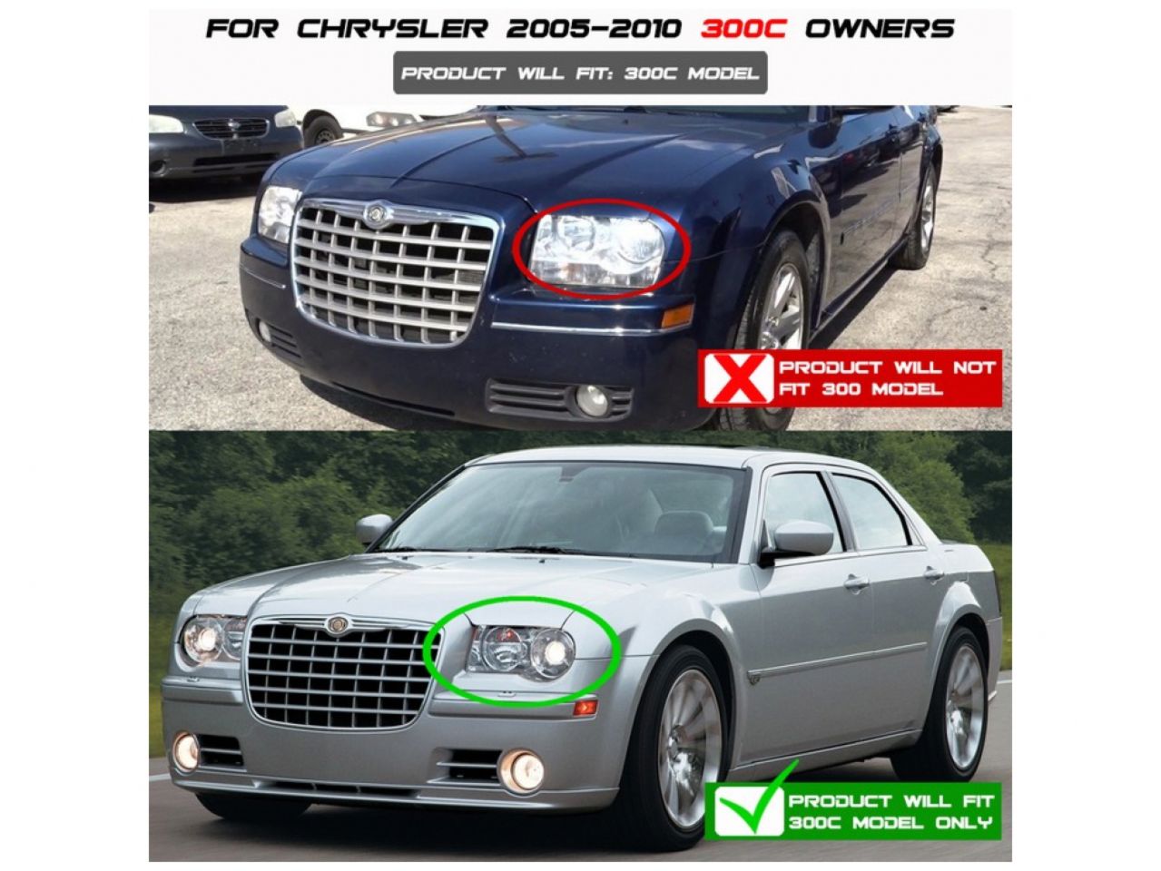 Spyder Chrysler 300C 05-10 Projector Headlights - LED DRL - Smoke