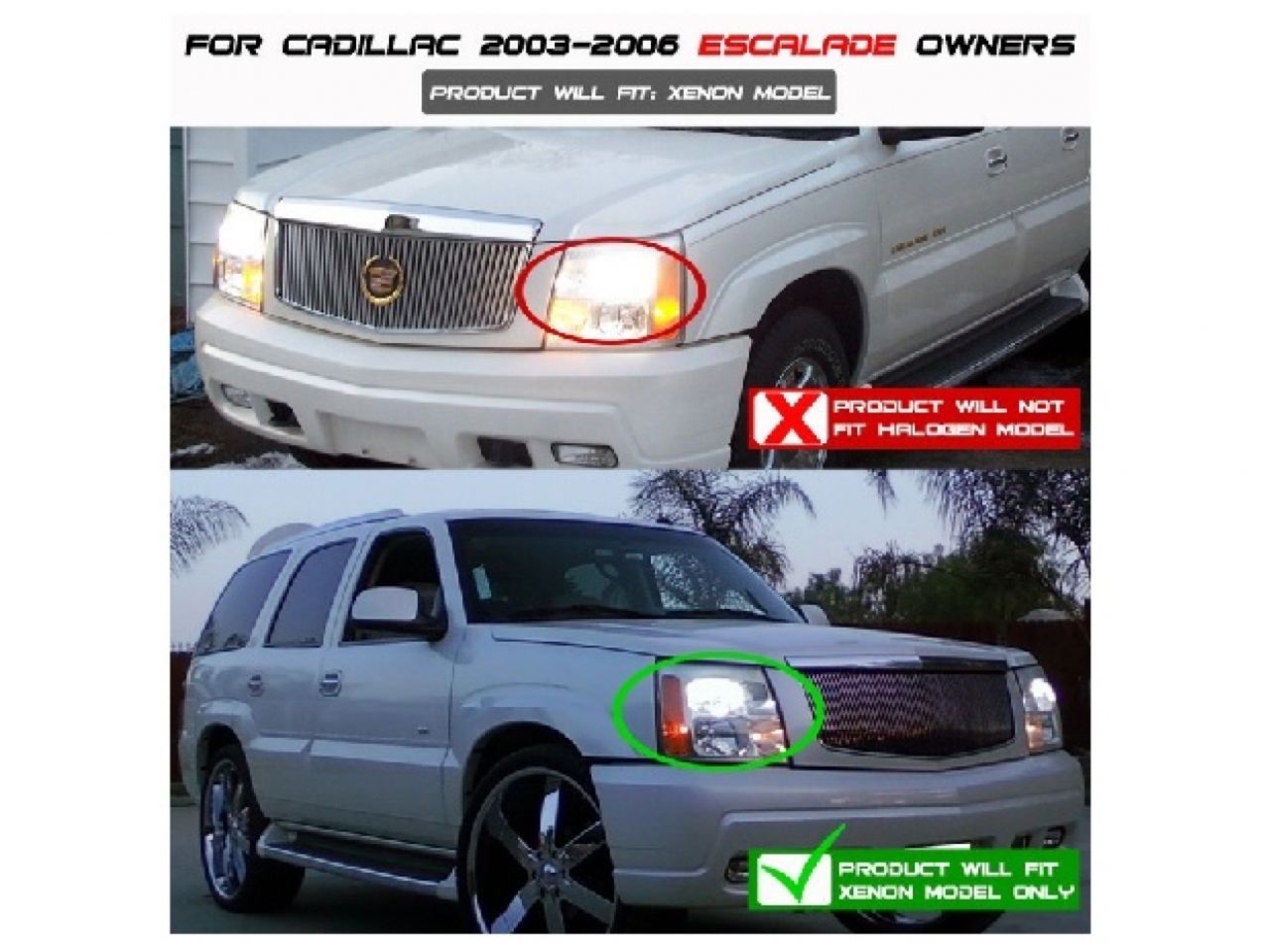 Spyder Cadillac Escalade 03-06 Projector Headlights - Xenon/HID Model Only