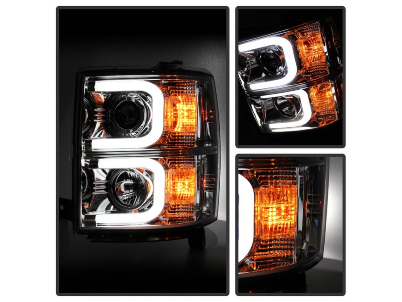 Spyder Chevy Silverado 1500 14-15 Projector Headlights -Light Bar DRL -Chrome