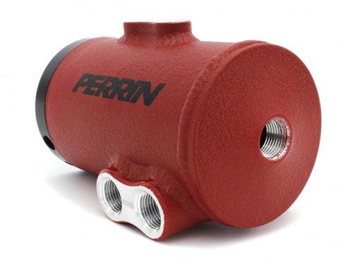 Perrin Performance Performance Red Air Oil Separator - Subaru WRX / STI 02-14 With FMIC