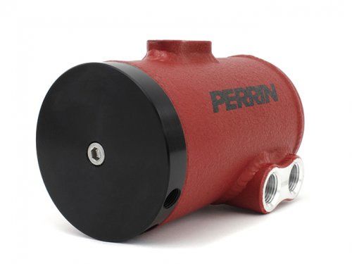 Perrin Performance Performance Red Air Oil Separator - Subaru WRX / STI 02-14 With FMIC