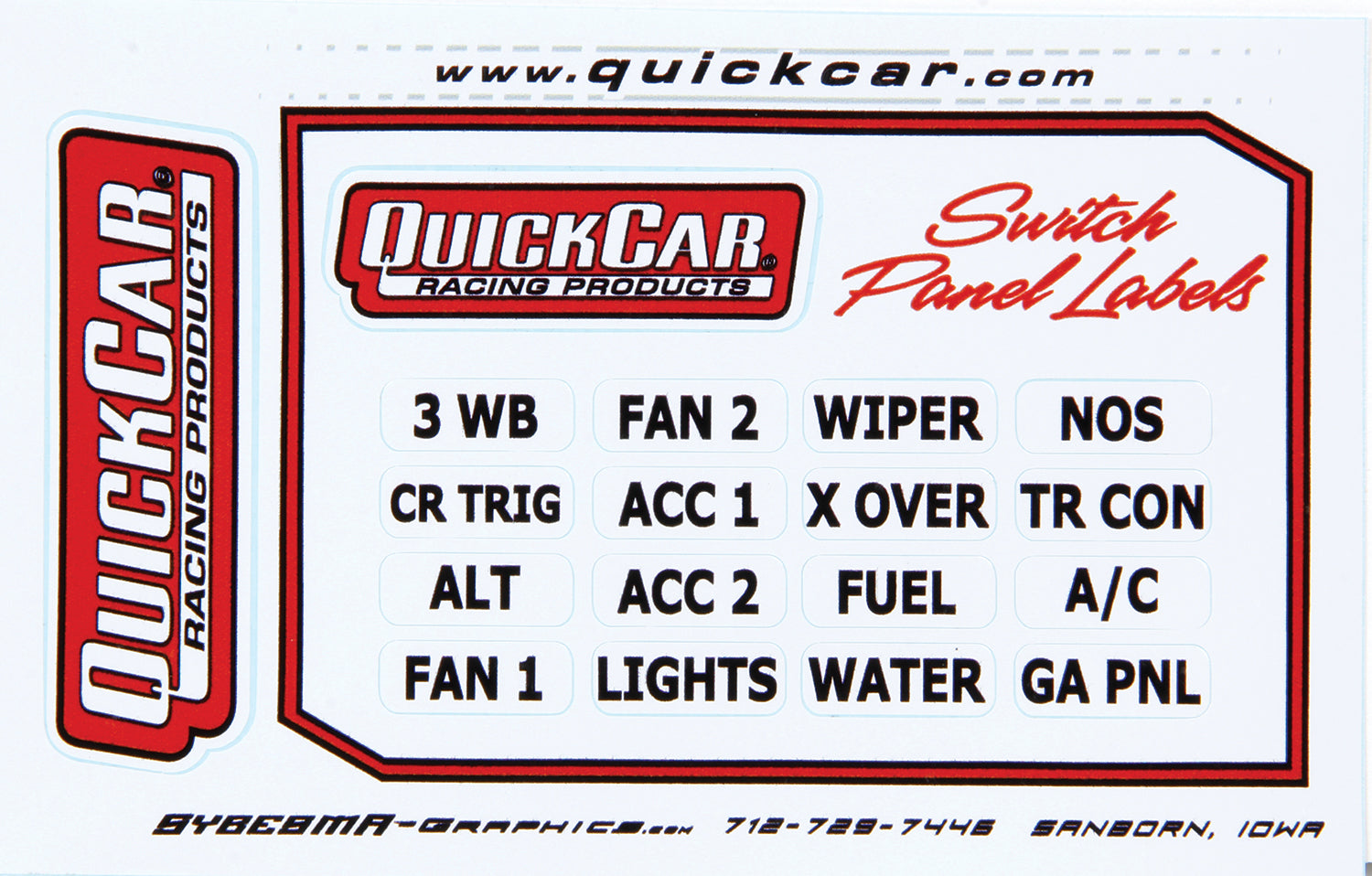 Quickcar Racing Products Switch Panel Stickers Small Ignition Panels QRP50-004