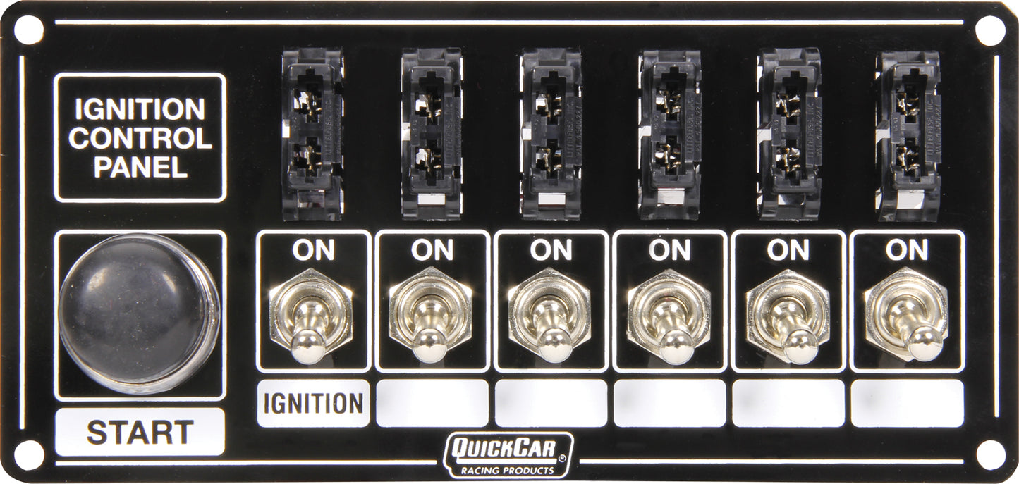 Quickcar Racing Products Ignition Panel Black Fused w/Start Button QRP50-863