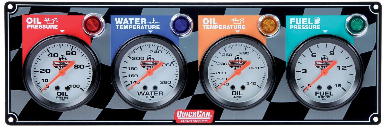 Quickcar Racing Products 4 Gauge Panel OP/WT/OT/ FP QRP61-6021