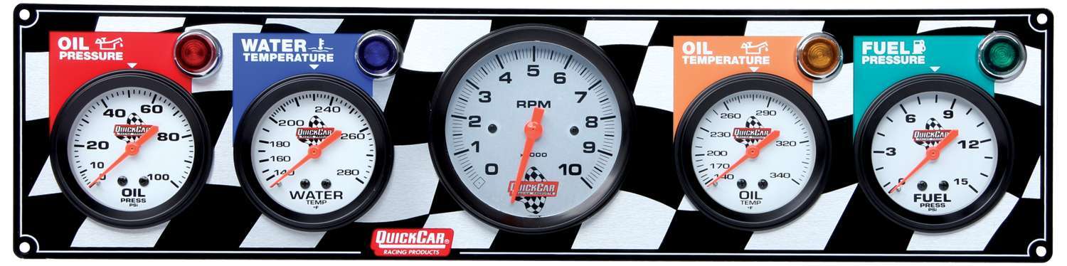 Quickcar Racing Products Gauge Panel OP/WT/OT/FP w/Tach QRP61-60513