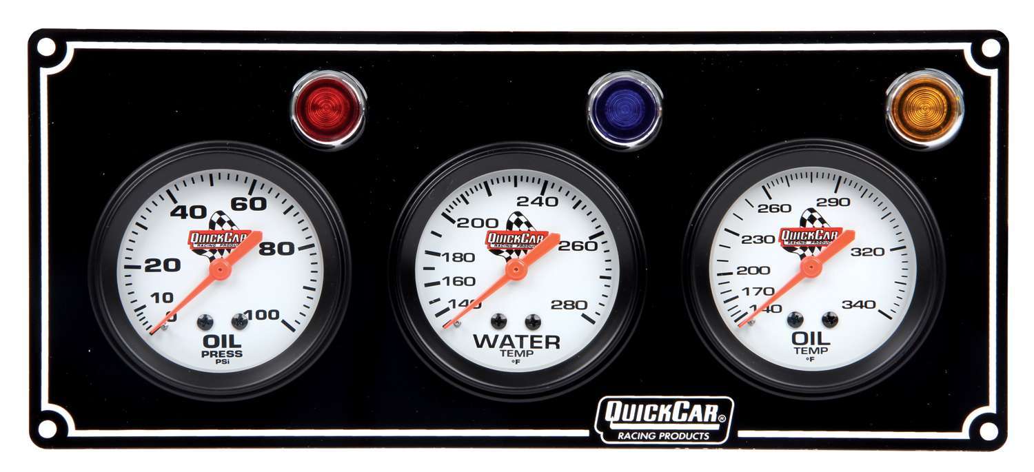 Quickcar Racing Products 3 Gauge Panel OP/WT/OT Black QRP61-6711