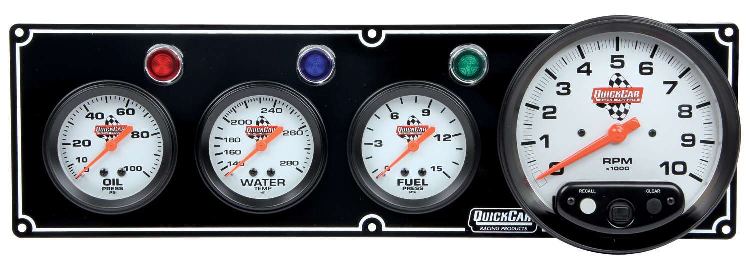 Quickcar Racing Products 3-1 Gauge Panel OP/WT/FP w/5in Tach Black QRP61-6742