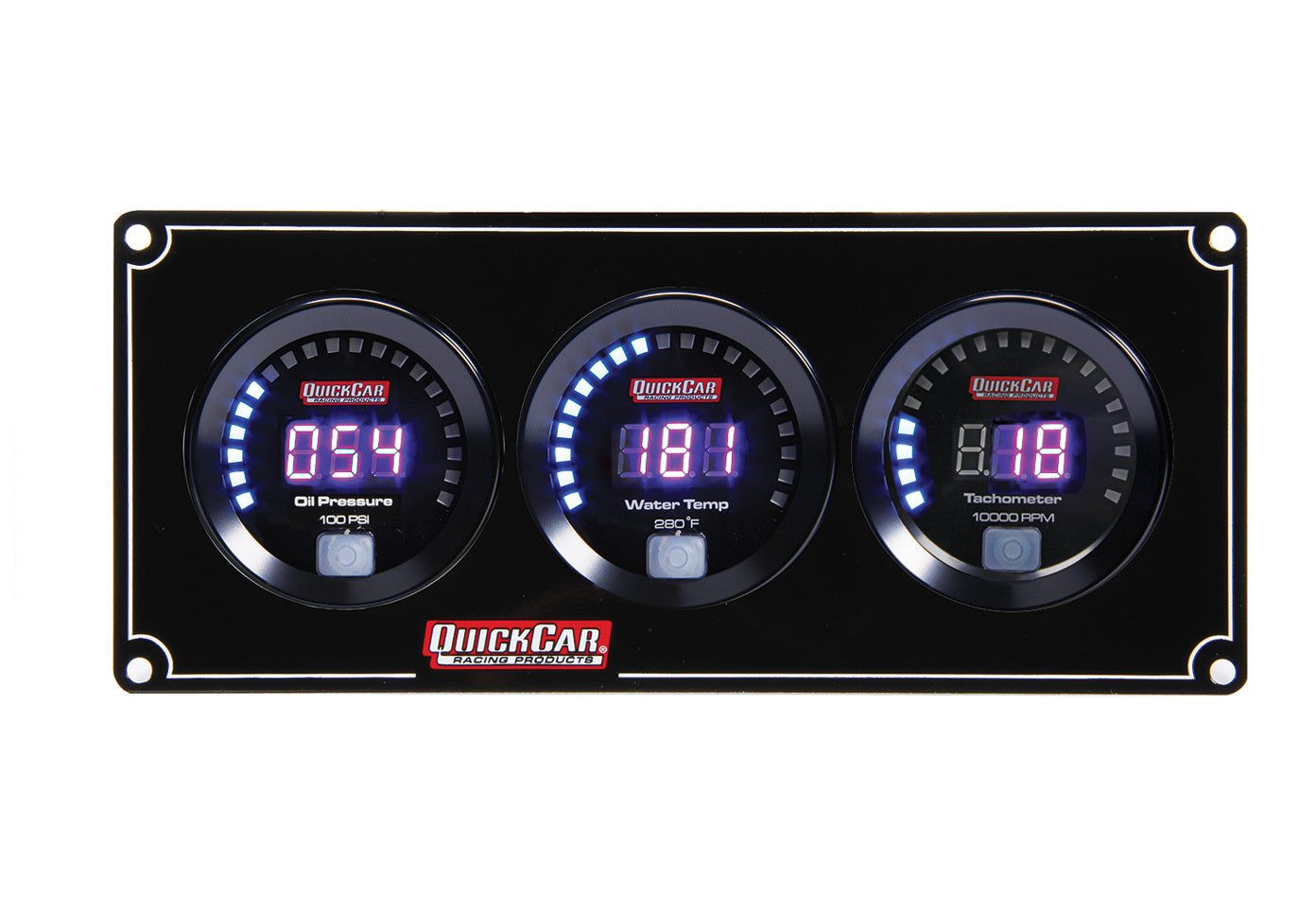 Quickcar Racing Products Digital 2-1 Gauge Panel OP/WT w/Tach QRP67-2031