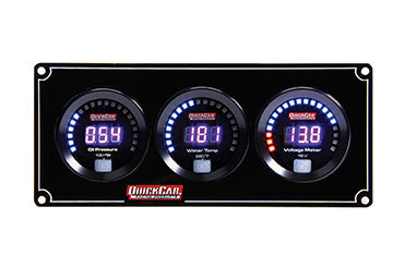 Quickcar Racing Products Digital 3-Gauge Panel OP/WT Volts QRP67-3017