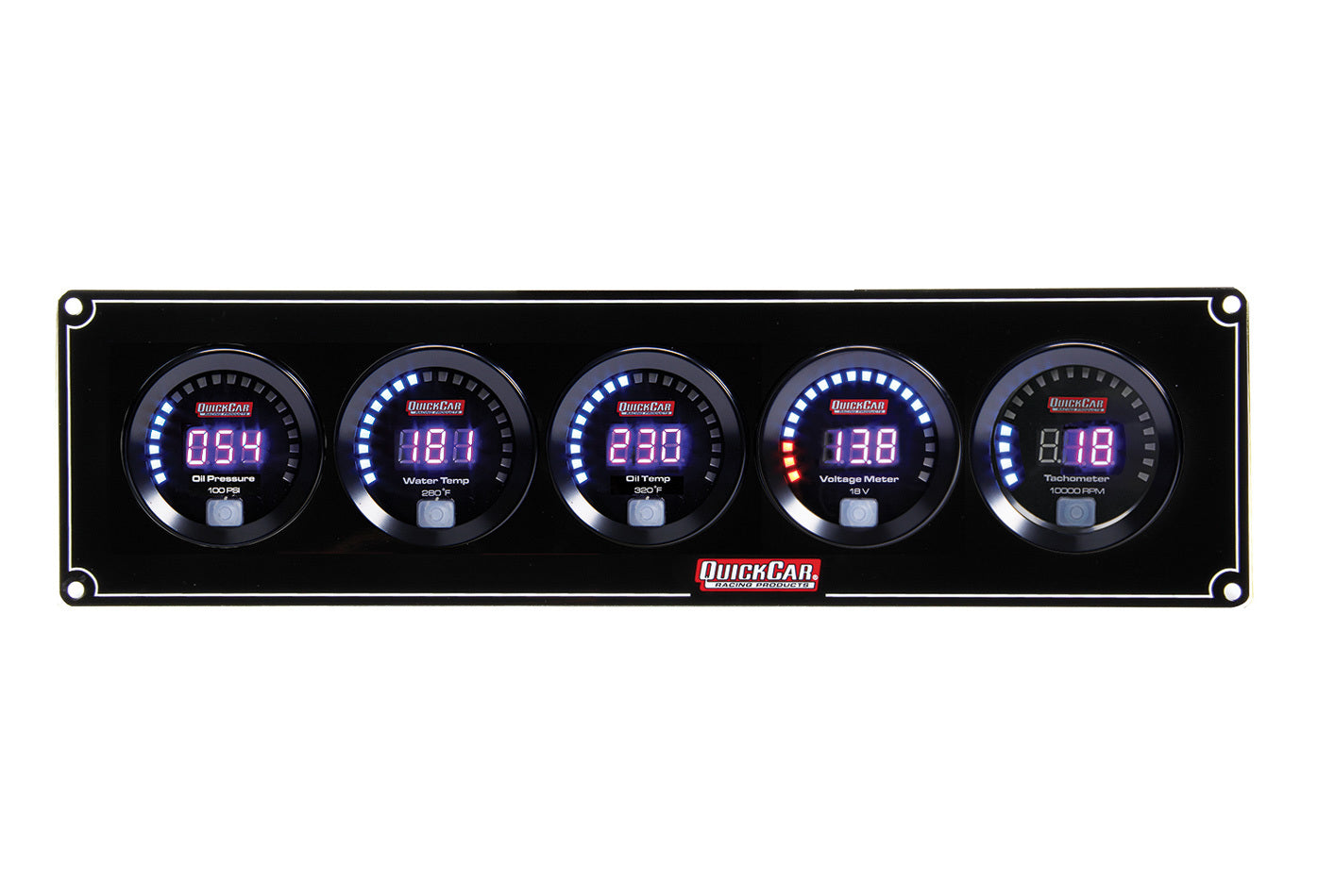 Quickcar Racing Products Digital 4-1 Gauge Panel OP/WT/OT/Volt w/Tach QRP67-4057