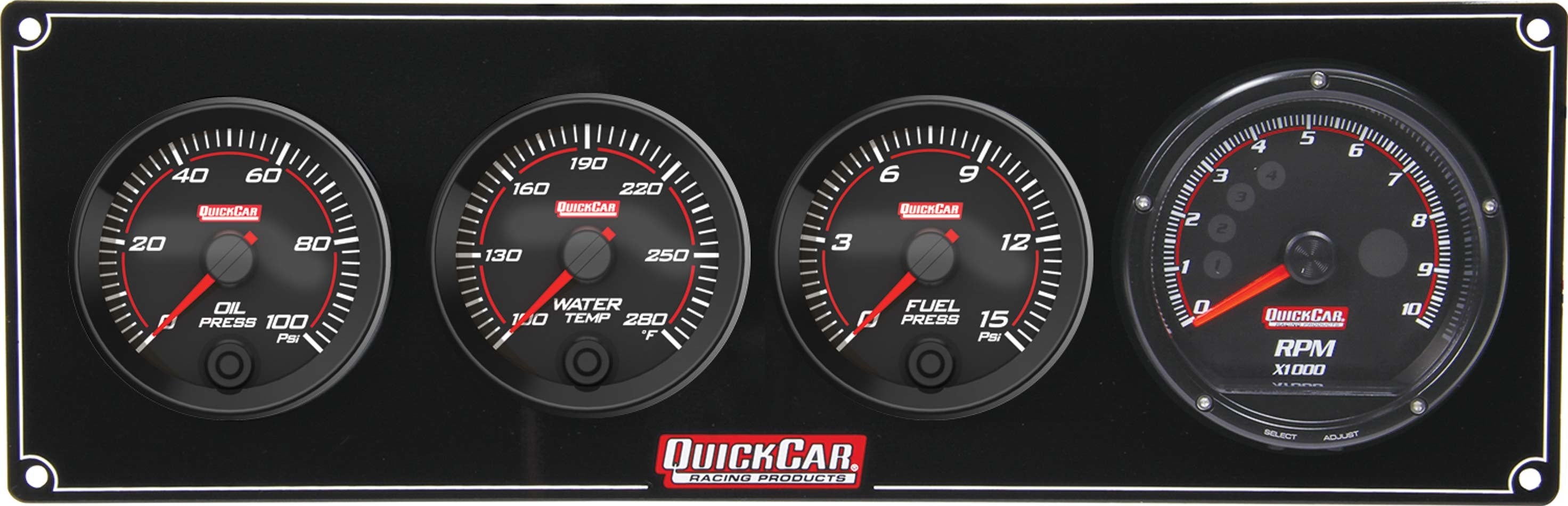 Quickcar Racing Products Redline 3-1 Gauge Panel OP/WT/FP w/Recall Tach QRP69-3042