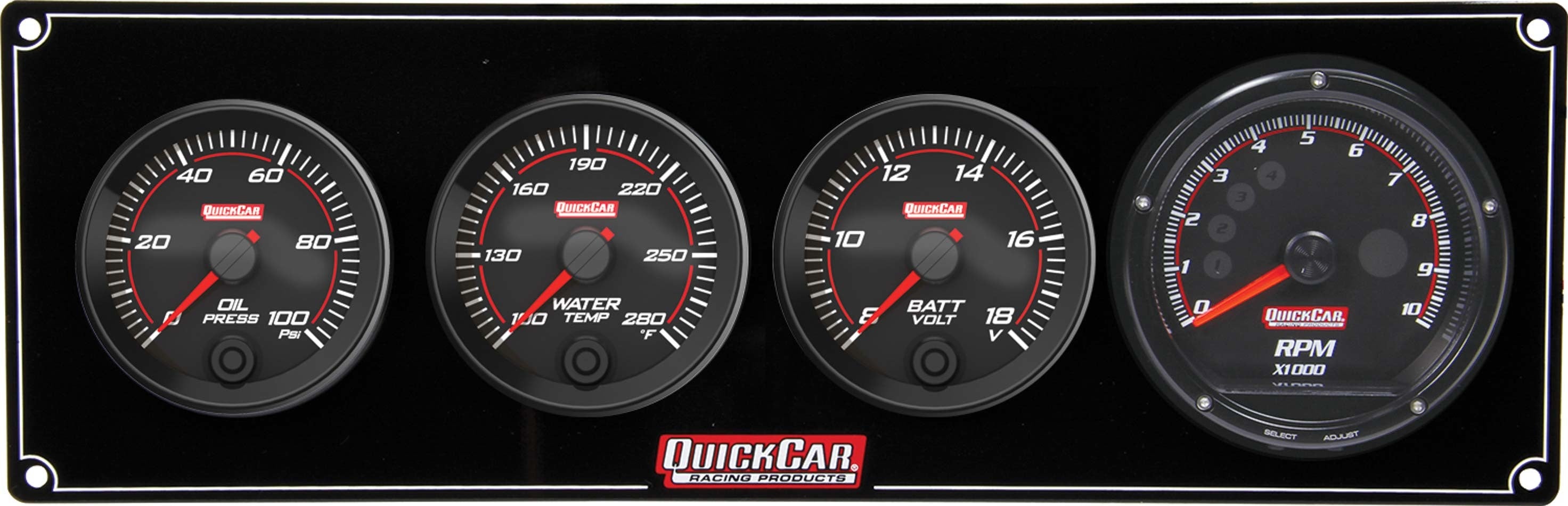 Quickcar Racing Products Redline 3-1 Gauge Panel OP/WT/Volt w/Recall Tach QRP69-3047