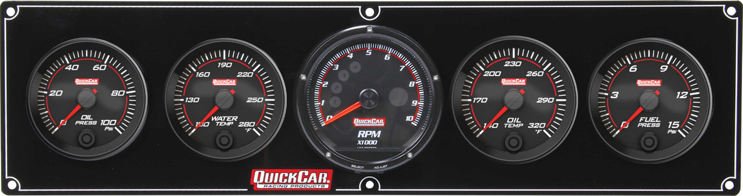 Quickcar Racing Products Redline 4-1 Gauge Panel OP/WT/OT/FP w/Recall Tac QRP69-4051