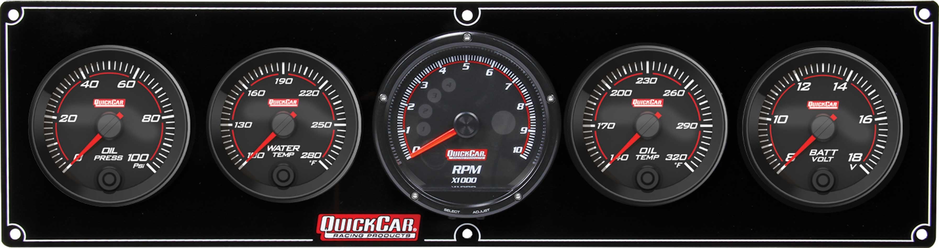 Quickcar Racing Products Redline 4-1 Gauge Panel OP/WT/OT/Volt w/Recall QRP69-4057