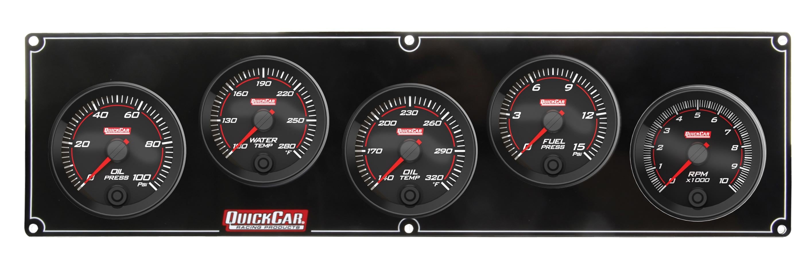 Quickcar Racing Products Redline 4-1 Gauge Panel OP/WT/OT/FP w/2-5/8 Tach QRP69-4251