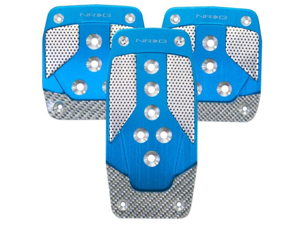 NRG Aluminum Sport Pedals Manual Trans Style Blue w/ Silver Carbon