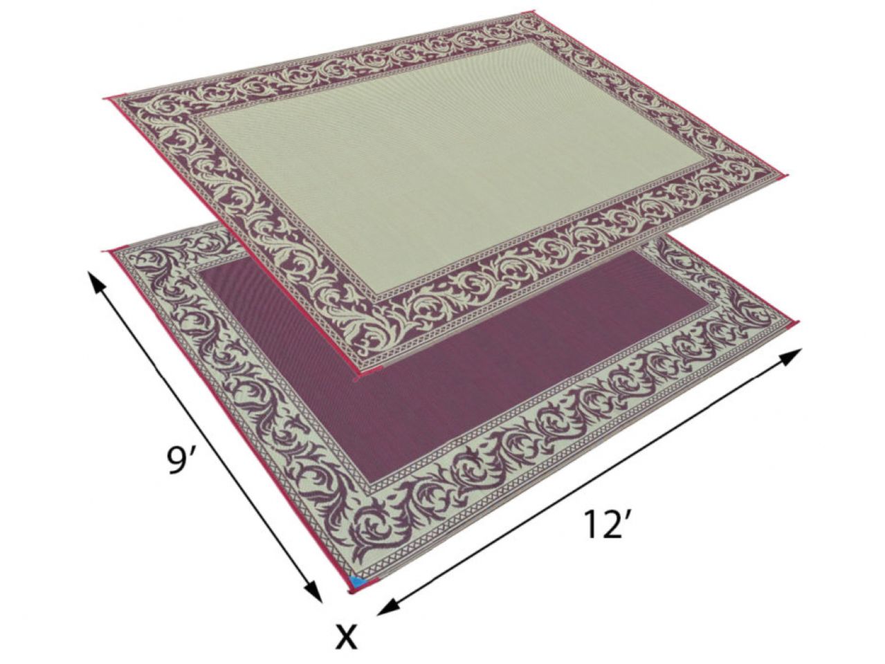 Mings Mark Classical Mat 9X12 Burgundy/Beige