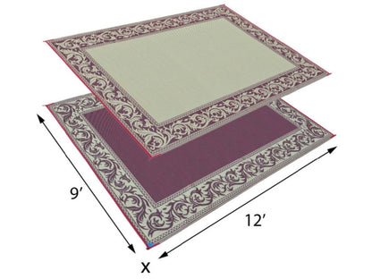 Mings Mark Classical Mat 9X12 Burgundy/Beige