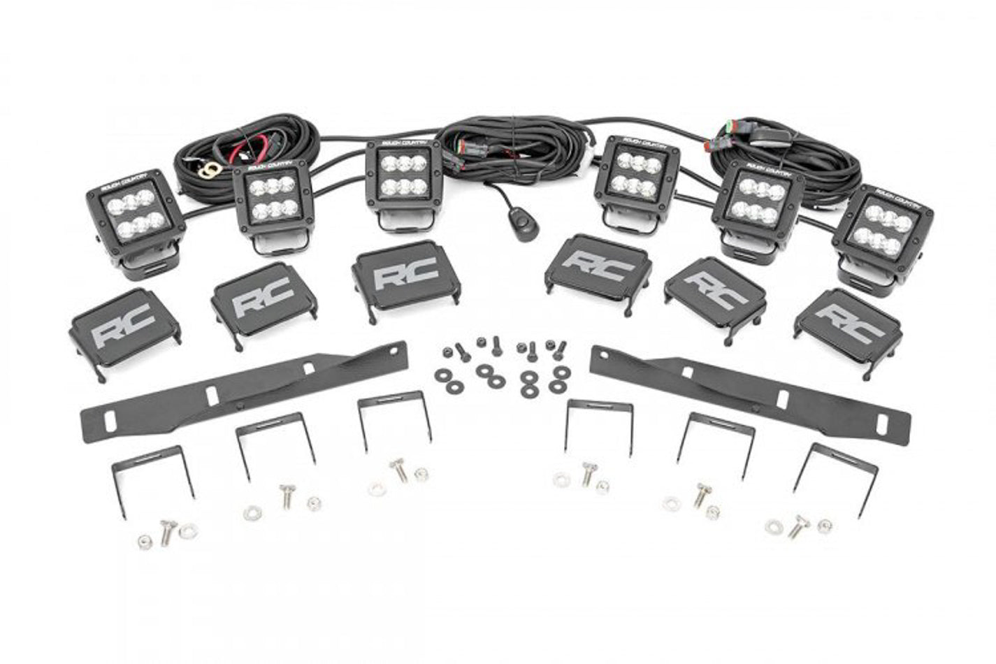 ROUGH COUNTRY Ford Triple LED Fog Ligh t Kit 17-19 F-150 Raptor RCS70700