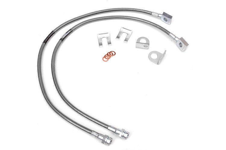 ROUGH COUNTRY 97-06 Jeep TJ Front Stainless Brake Line RCS89702