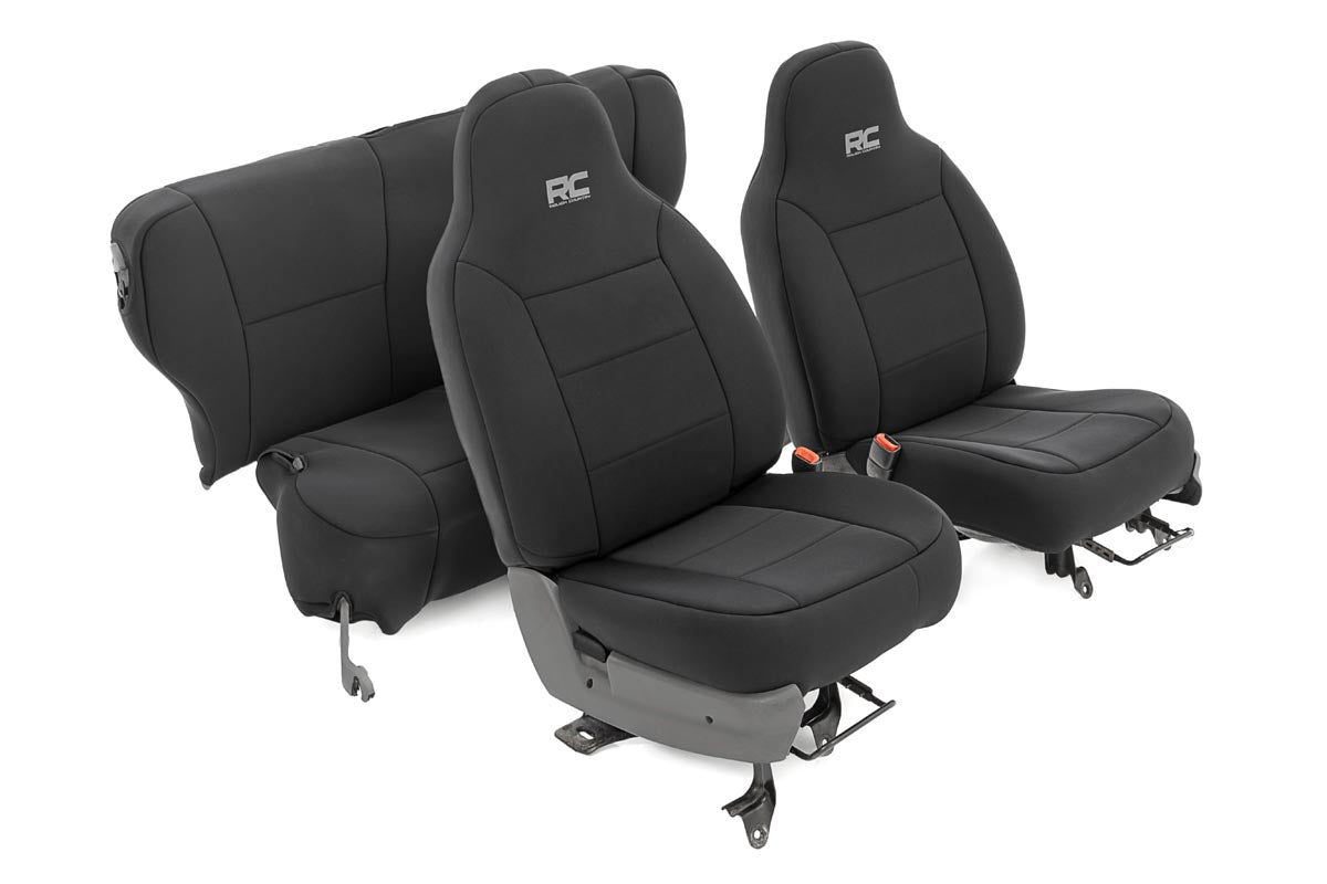 ROUGH COUNTRY Jeep Neoprene Seat Cover Set Black 84-96 Jeep XJ RCS91021