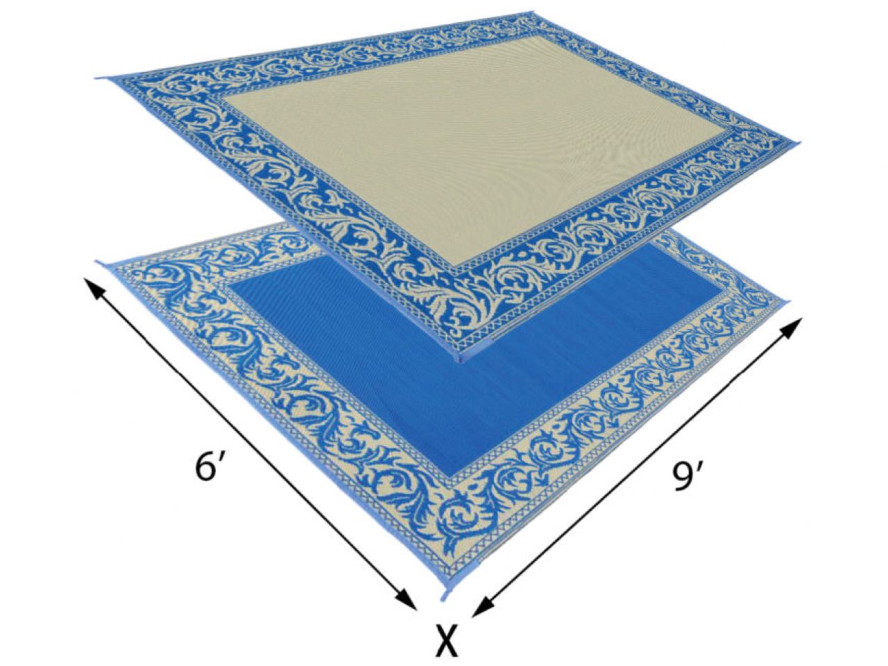 Mings Mark Classical Mat 6X9 Blue/Beige