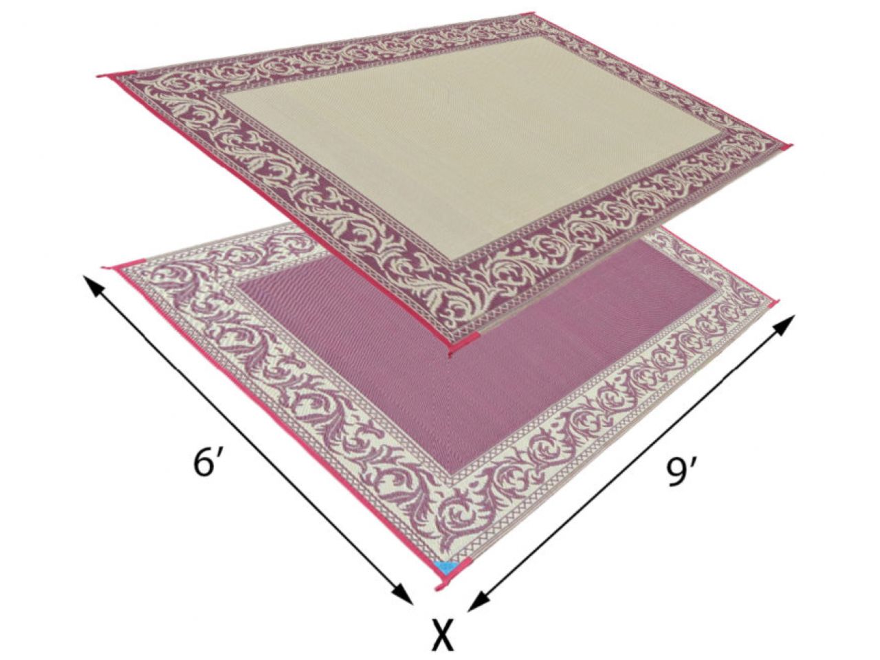 Mings Mark Classical Mat 6X9 Burgundy/Beige