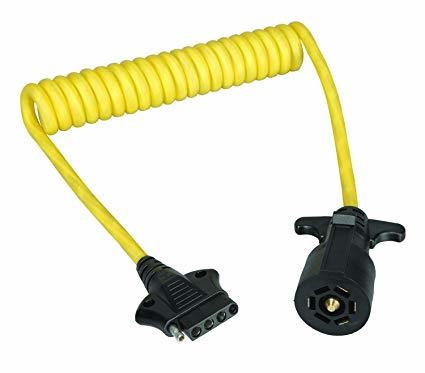 Reese Tow Power 7-Way Flat Pin to 5-Flat Coiled Adapter 4ft Long REE787207