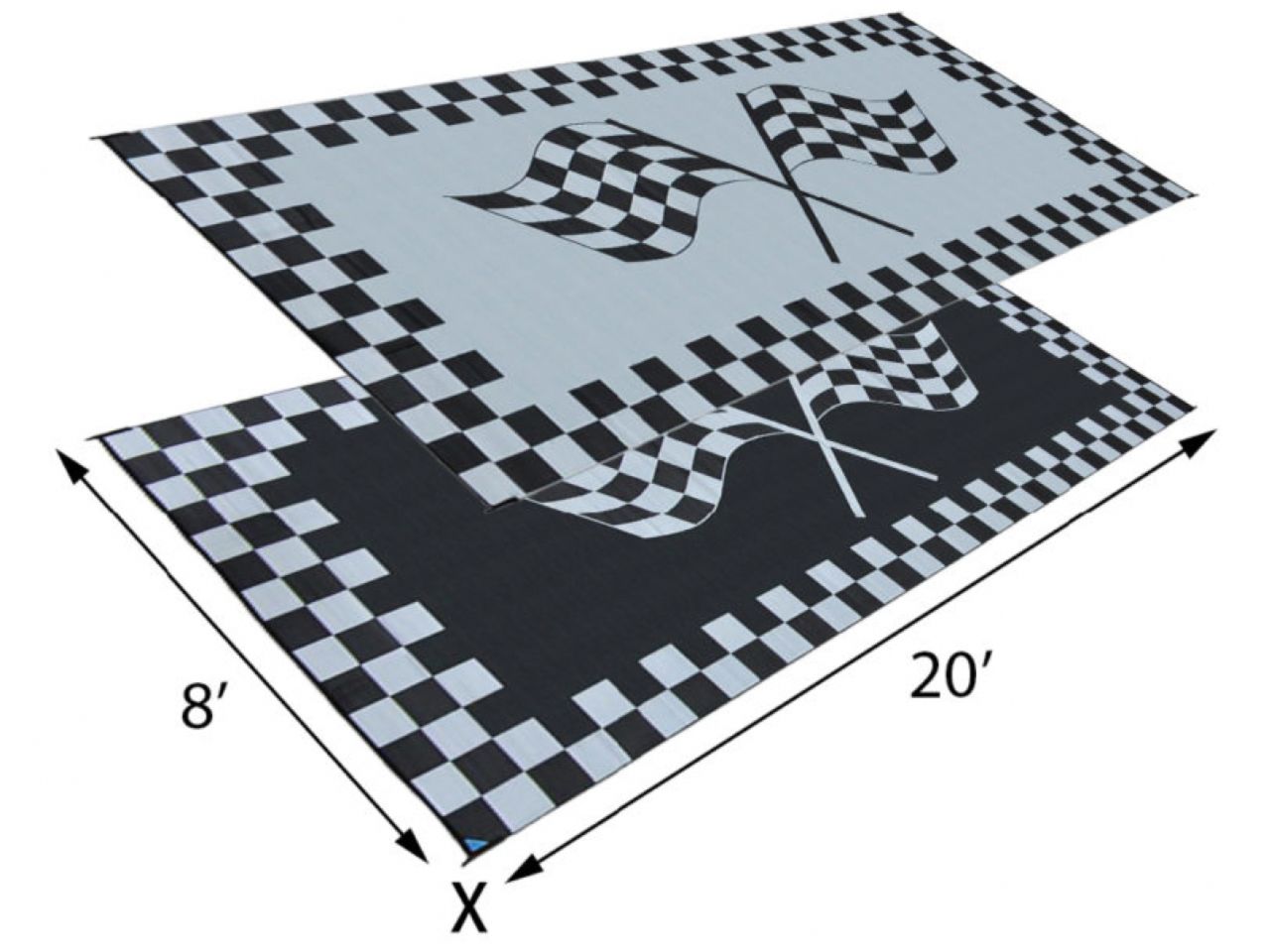 Mings Mark Racing Mat 8X20 Black/White
