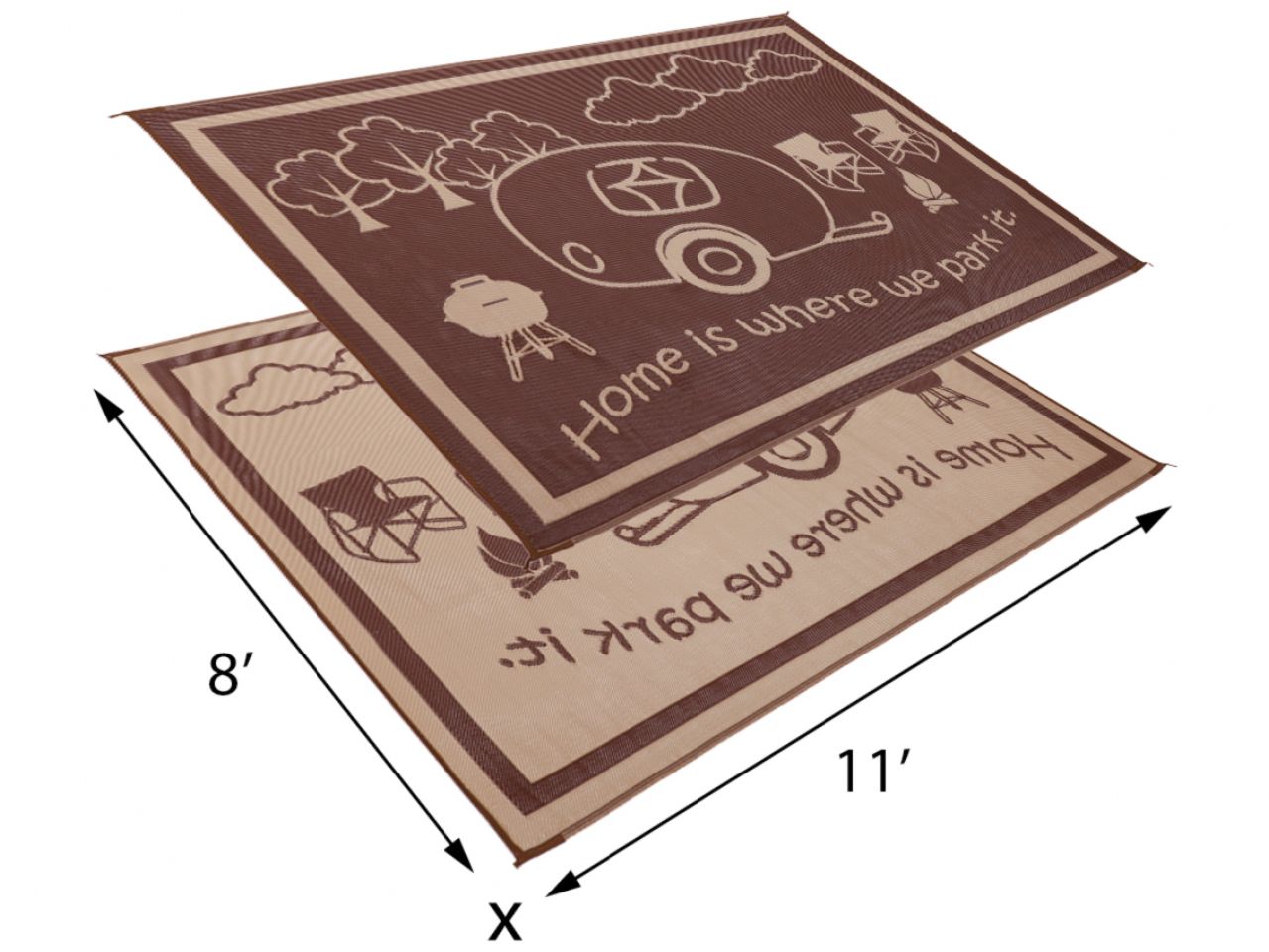 Mings Mark RV Home Mat, Brown/Beige, 8'x11'