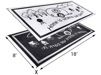 Mings Mark RV Home Mat Black/White 8'X18'