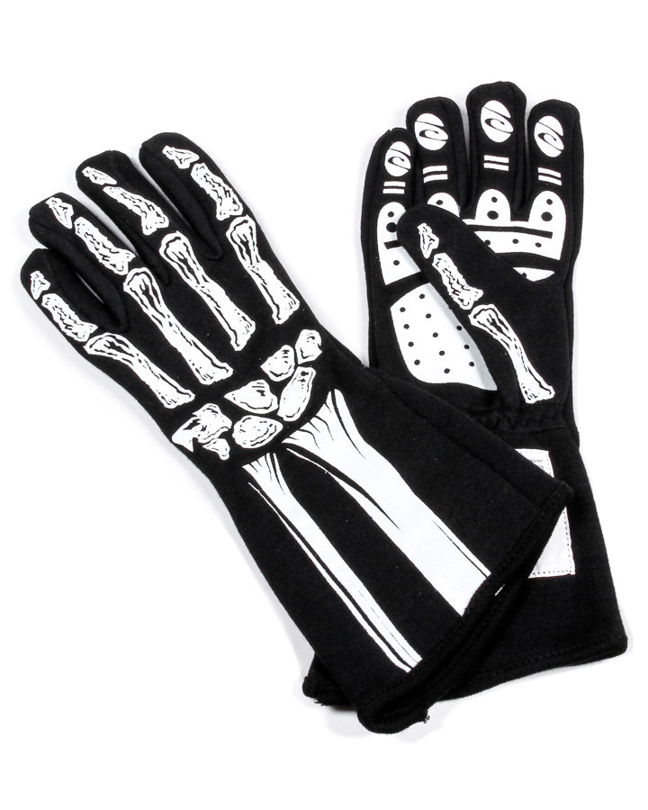 RJS Racing Equipment Single Layer White Skeleton Gloves Medium RJS600080133