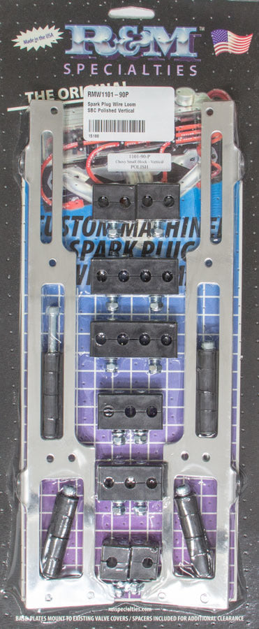 R and M Specialties Spark Plug Wire Loom SBC Polished Vertical RMW1101-90P
