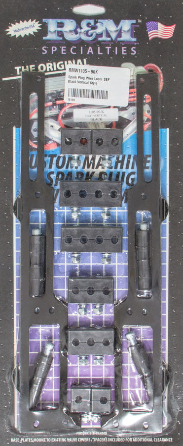 R and M Specialties Spark Plug Wire Loom SBF Black Vertical Style RMW1105-90K