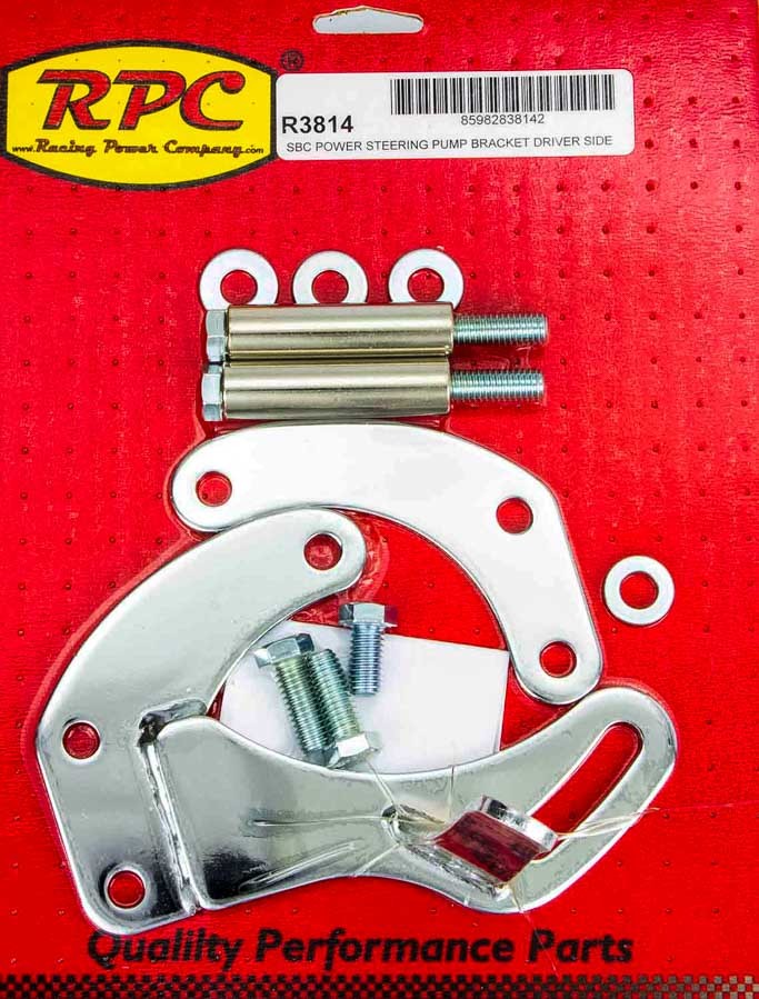 Racing Power Co-Packaged SBC Saginaw Power Steer Bracket Swp Chrome RPCR3814