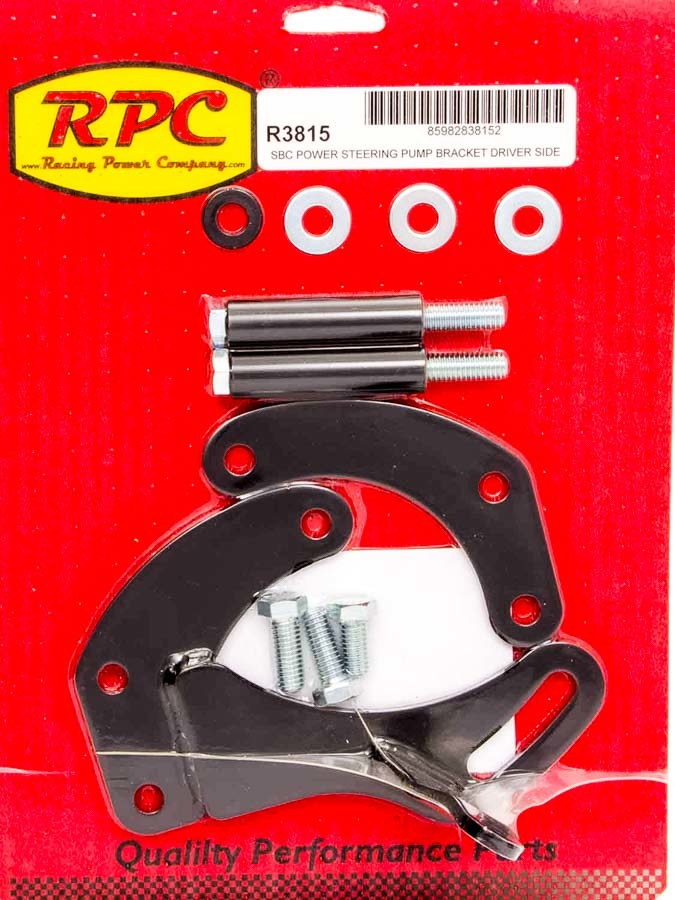 Racing Power Co-Packaged SBC Saginaw Power Steer Bracket Swp Black RPCR3815