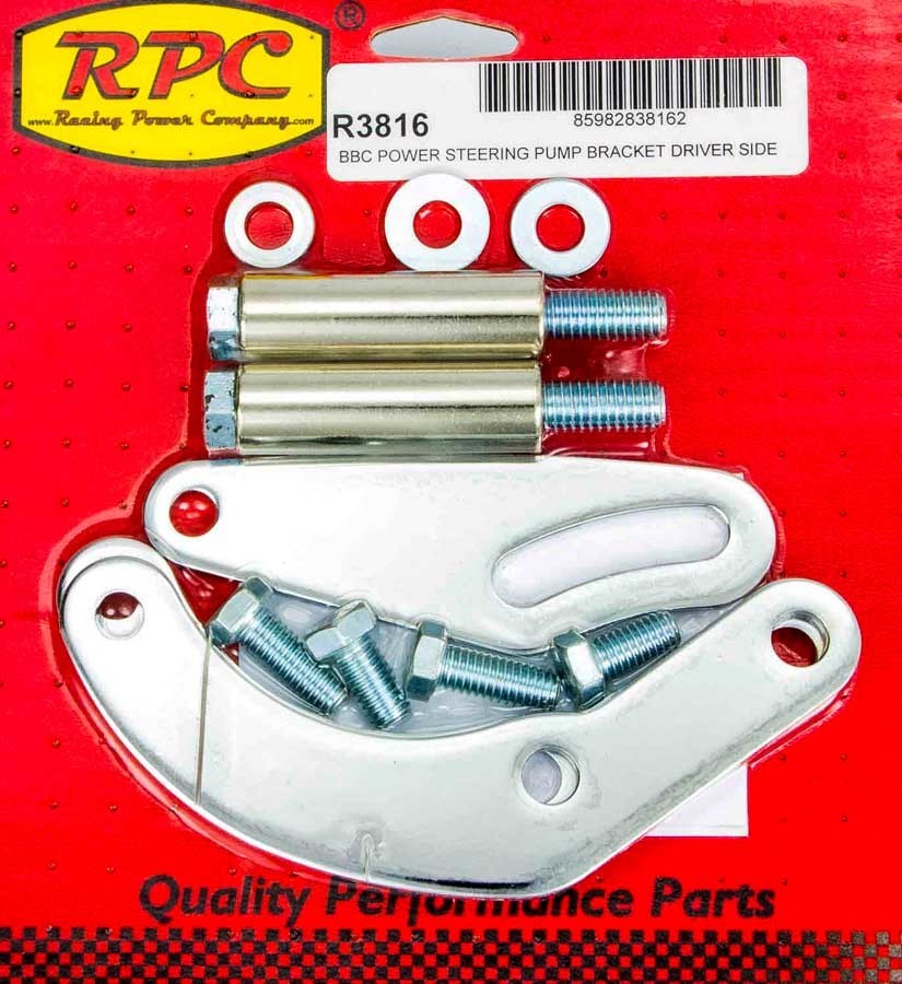 Racing Power Co-Packaged BBC Saginaw Power Steer Bracket Swp Chrome RPCR3816