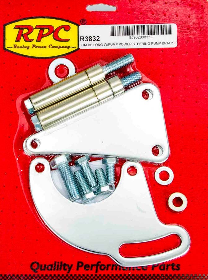 Racing Power Co-Packaged BBC Saginaw Power Steer Bracket Lwp Chrome RPCR3832