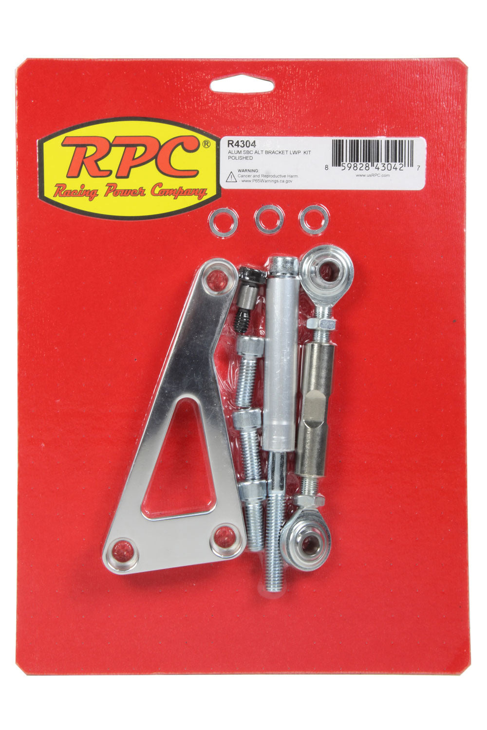 Racing Power Co-Packaged Alum SBC Alternator Bracket LWP Polished RPCR4304