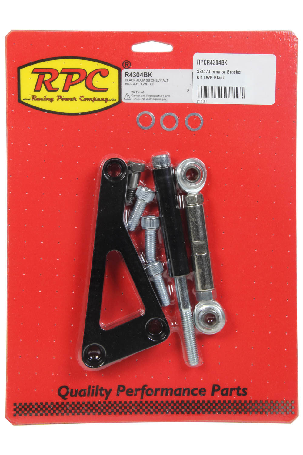 Racing Power Co-Packaged SBC Alternator Bracket Kit LWP Black RPCR4304BK