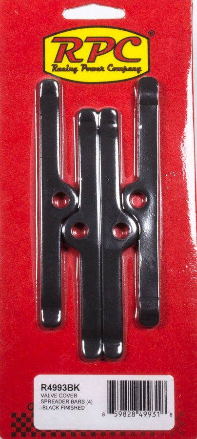 Racing Power Co-Packaged Black SBC Valve Cover Spreader Bars 4-3/4in RPCR4993BK