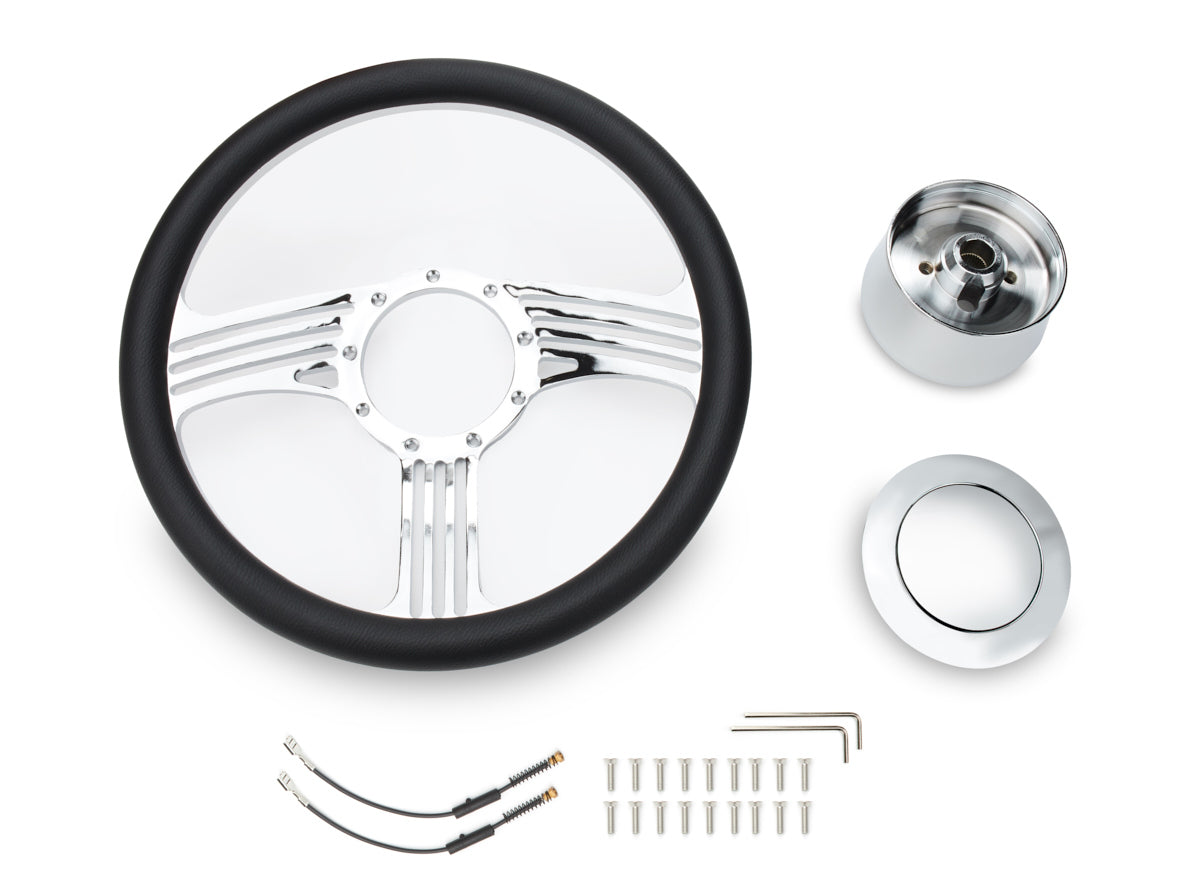 Racing Power Co-Packaged 14in Steering Wheel Aluminum/Leather RPCR5611A