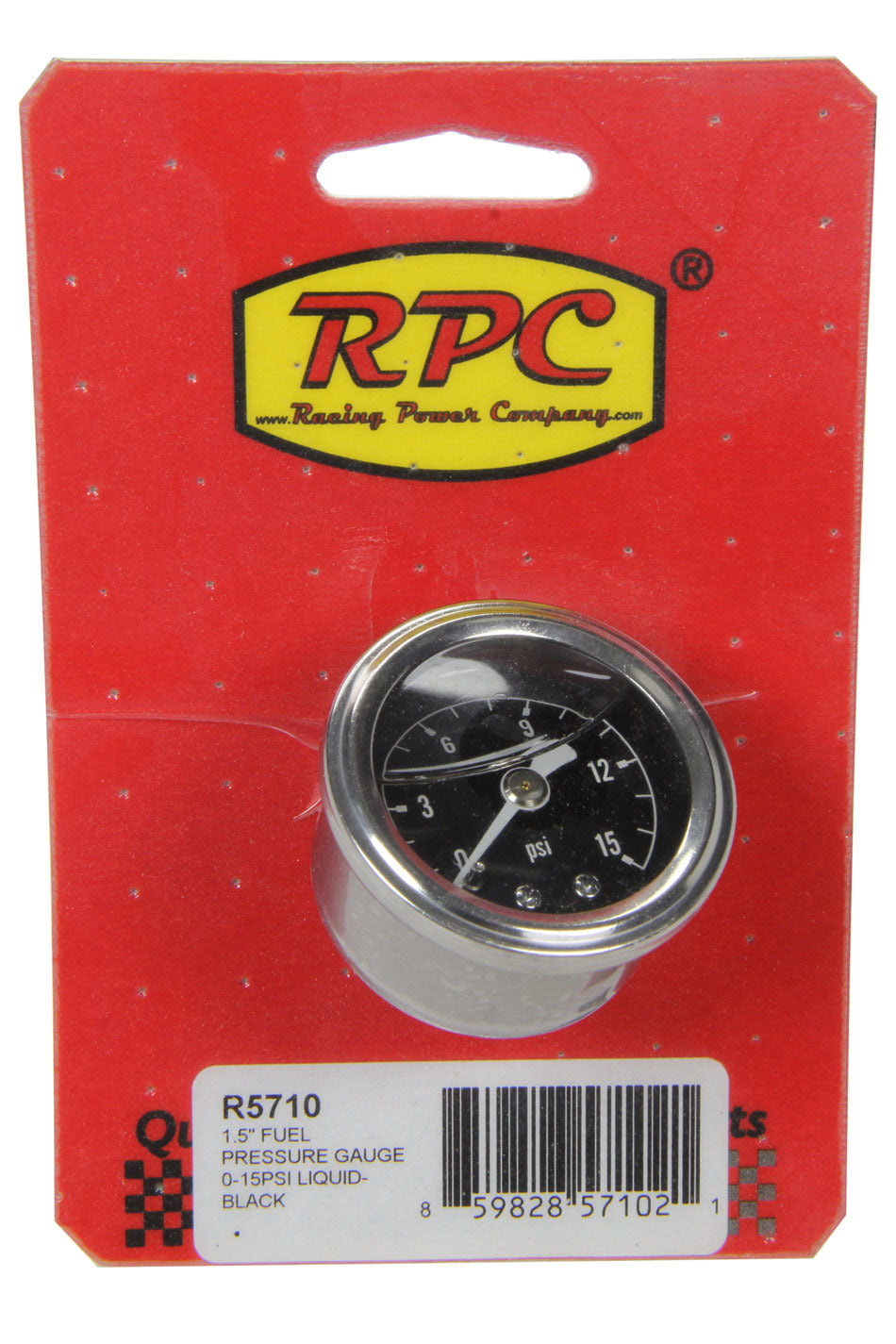 Racing Power Co-Packaged Liquid Filled Gauge Fuel Pressure 0-15 PSI RPCR5710