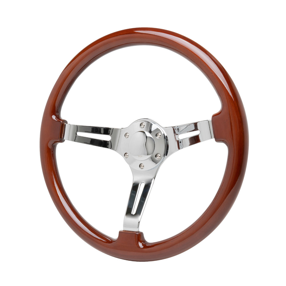 Racing Power Co-Packaged 15in Chrome Steering Whe el W/Wood Wrap RPCR5860