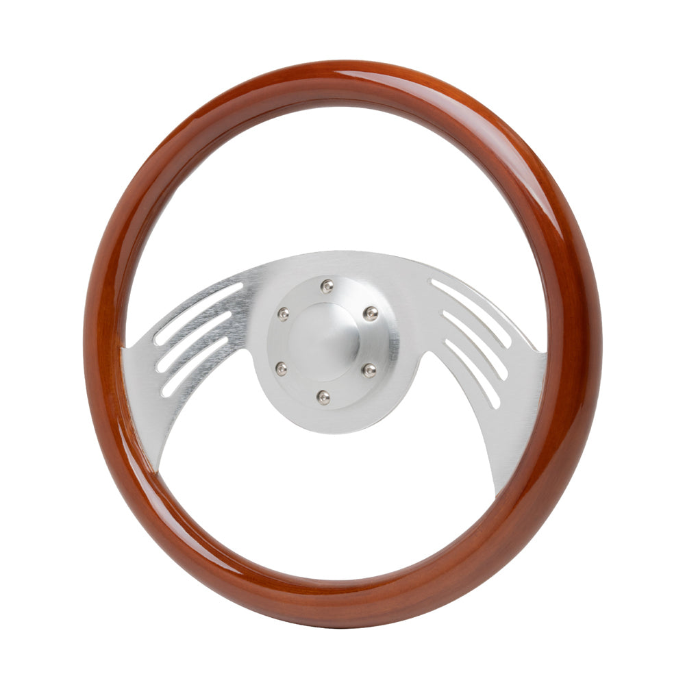 Racing Power Co-Packaged 14in Aluminum Wooden Steering Wheel RPCR5880